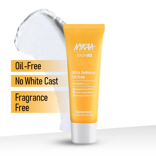 Nykaa SKINRX Ultra Defence Oil-Free Sunscreen for Lightweight, Non-Greasy, No White Cast - 50 gm