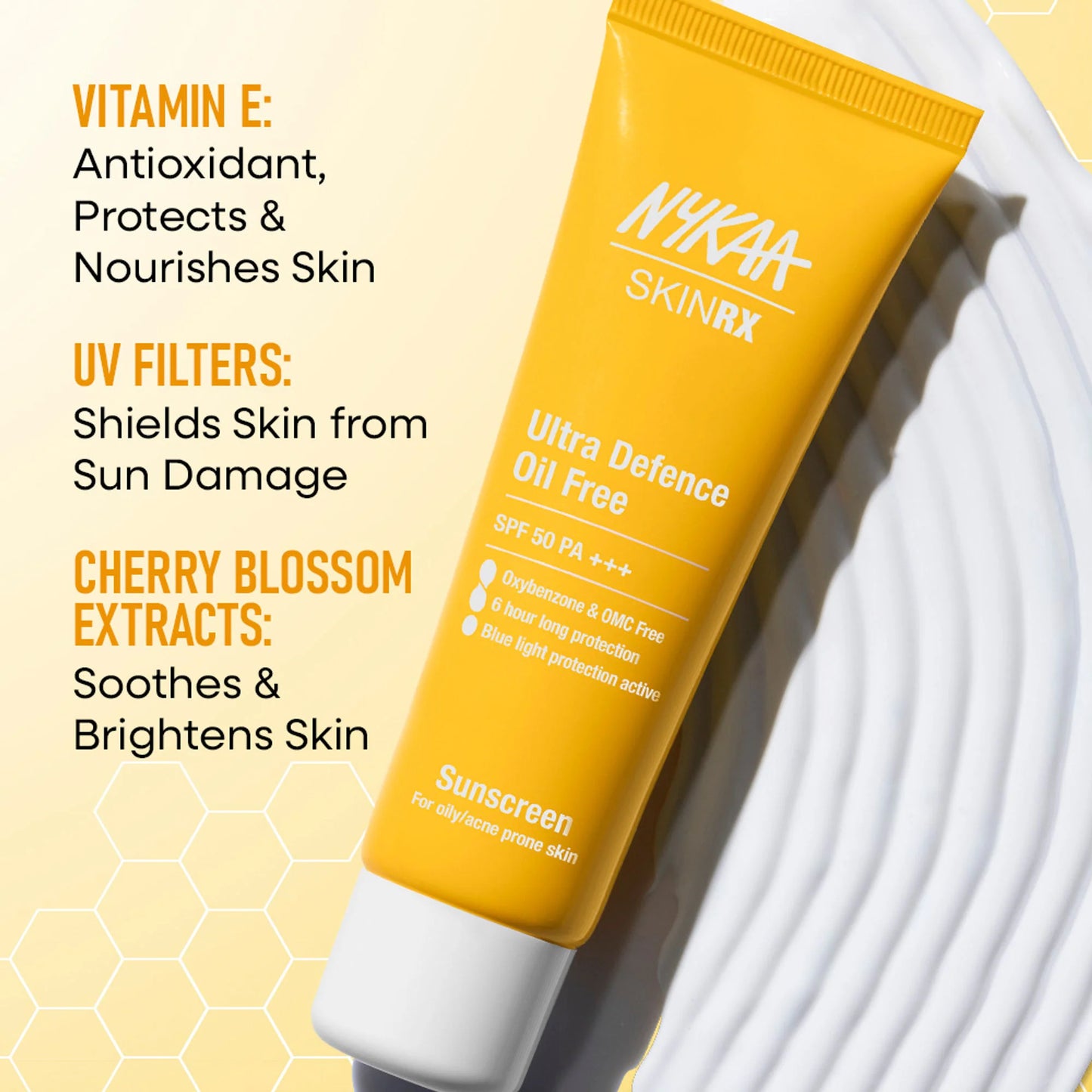 Nykaa SKINRX Ultra Defence Oil-Free Sunscreen for Lightweight, Non-Greasy, No White Cast - 50 gm