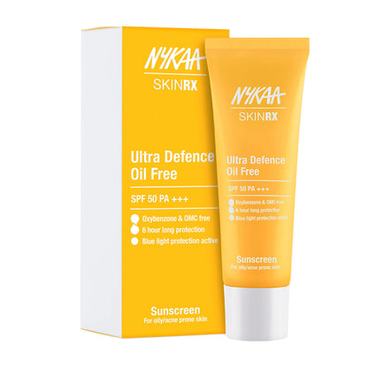 Nykaa SKINRX Ultra Defence Oil-Free Sunscreen for Lightweight, Non-Greasy, No White Cast - 50 gm