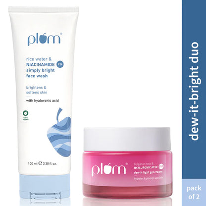 Plum Niacinamide & Hyaluronic Acid Face Wash & Moisturizer Combo For Bright, Hydrated & Plumped Skin - combo