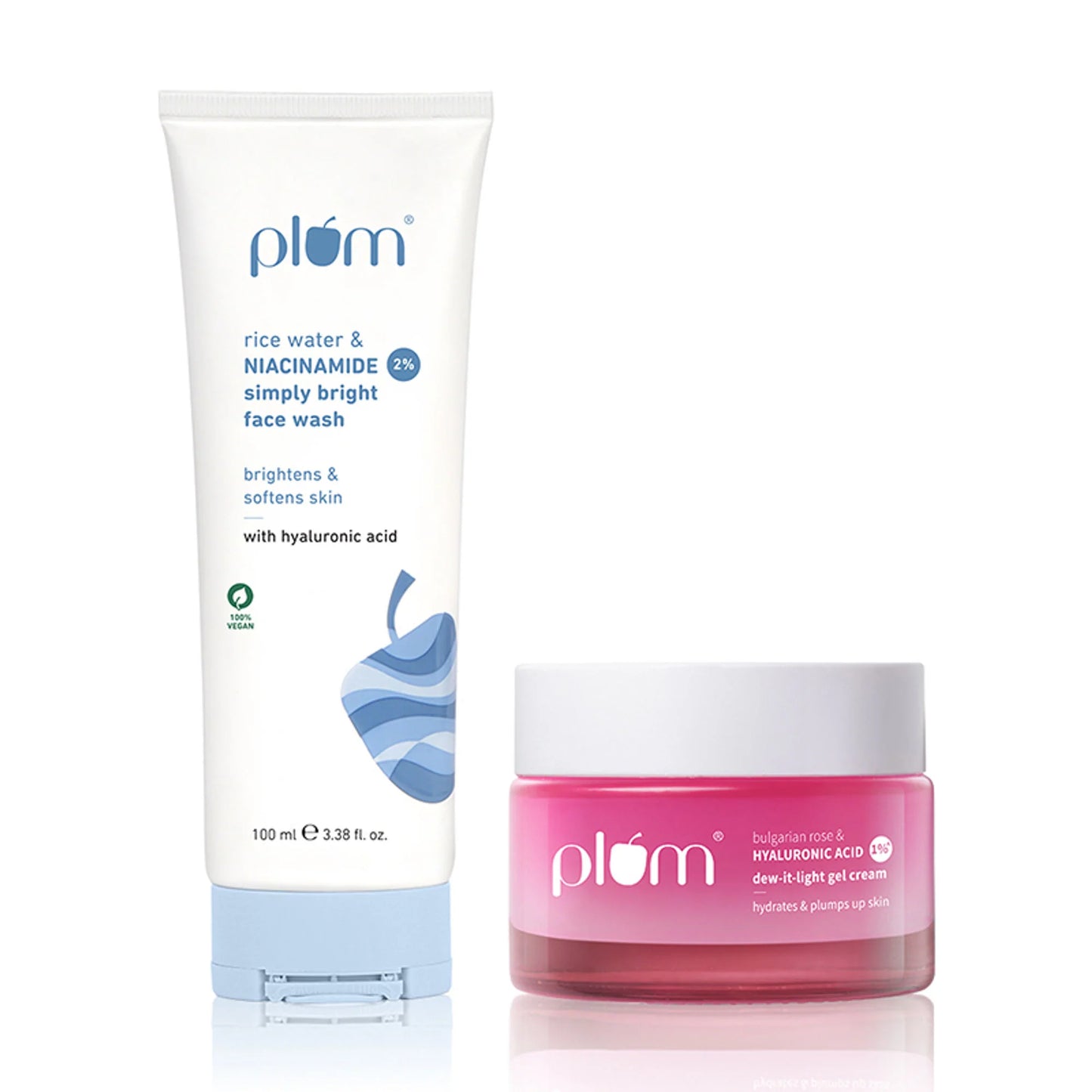 Plum Niacinamide & Hyaluronic Acid Face Wash & Moisturizer Combo For Bright, Hydrated & Plumped Skin - combo