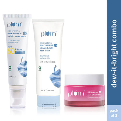 Plum Niacinamide & Hyaluronic Acid CSM Combo with SPF 50 PA+++ Trio for Hydrated Skin - combo