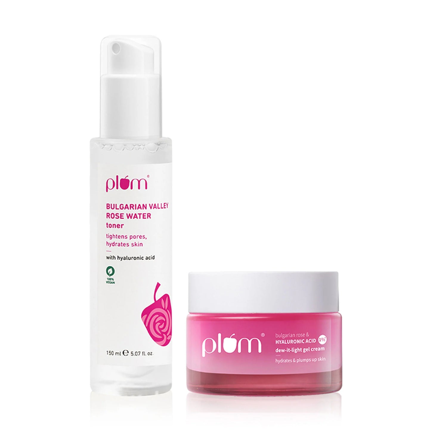 Plum 1% Hyaluronic Acid & Bulgarian Rose Toner & Moisturiser Combo For Hydration & Plumpy Skin - combo