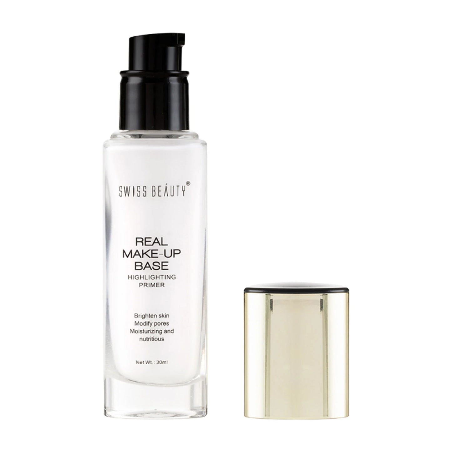 Swiss Beauty Real Make-Up Base Highlighting Primer , Brighten Skin , Modify Pore - 02 Golden Tint - 32 ml