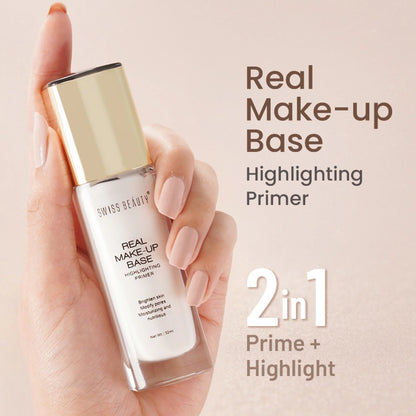 Swiss Beauty Real Make-Up Base Highlighting Primer , Brighten Skin , Modify Pore - 02 Golden Tint - 32 ml