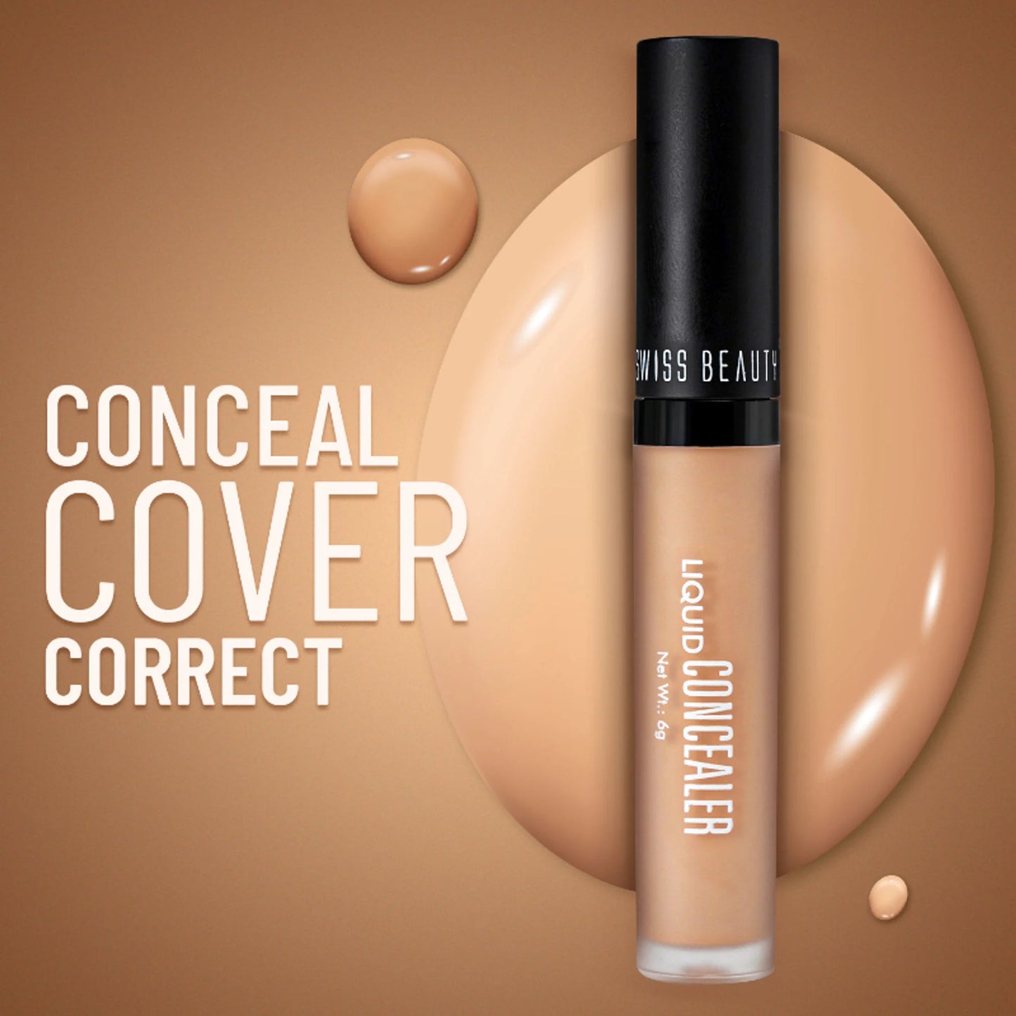 Swiss beauty Full Coverage Liquid Concealer With Jojoba Oil - 03 Light Moyen - 6 gm