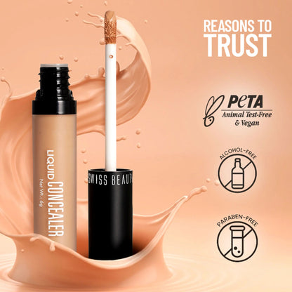 Swiss beauty Full Coverage Liquid Concealer With Jojoba Oil - 03 Light Moyen - 6 gm