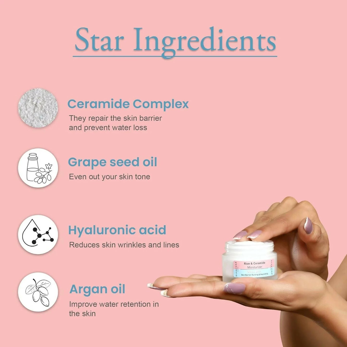Glamveda Korean Glass Skin Rice & Ceramide Moisturizer - 50 ml