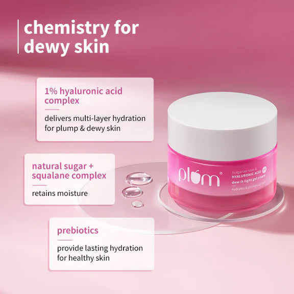 Plum Bulgarian Rose And 1% Hyaluronic Acid Dew-It-Light Gel Cream - 50 gm