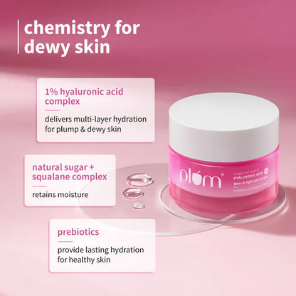 Plum Bulgarian Rose And 1% Hyaluronic Acid Dew-It-Light Gel Cream - 50 gm