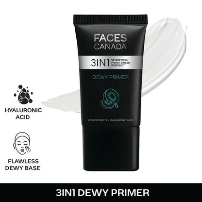 Faces Canada 3in1 Dewy Primer - Instant Smooth & Dewy Perfection - 30 gm