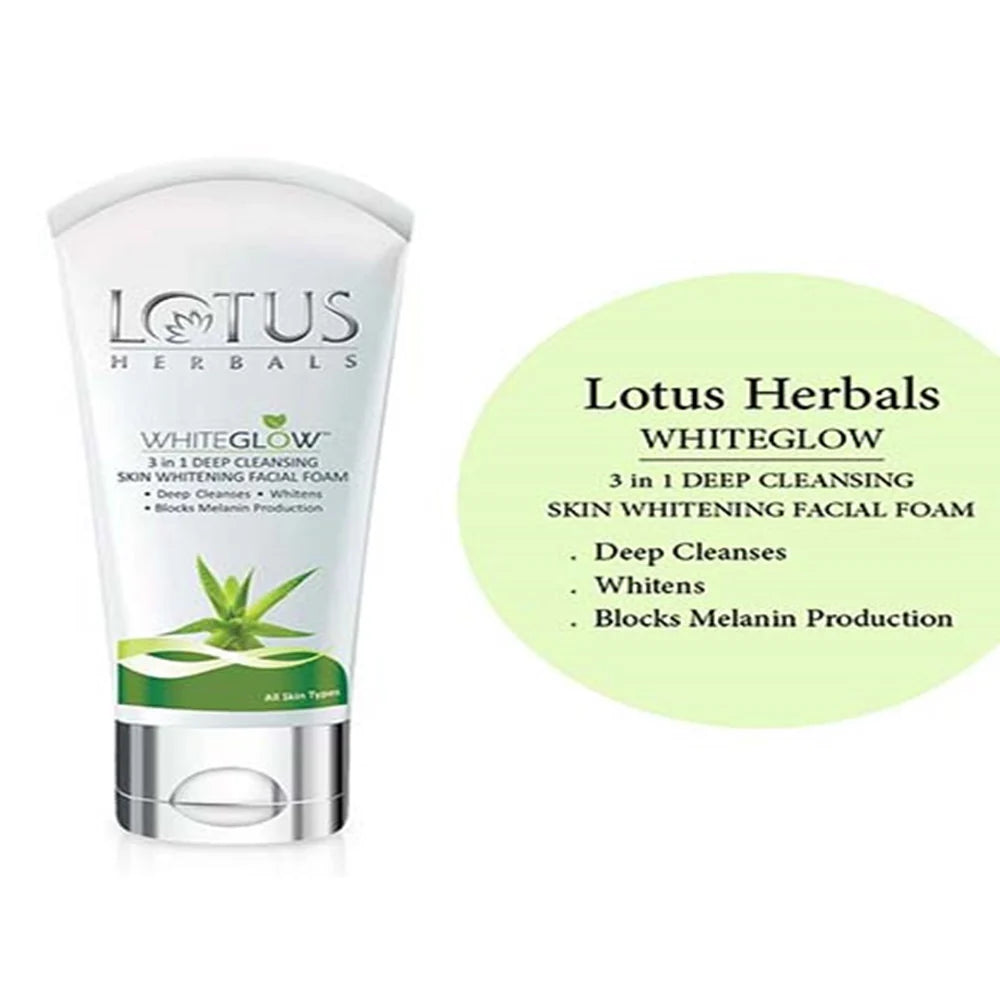 Lotus Herbals White Glow 3 in 1 Deep Cleansing Skin Whitening Facial Foam