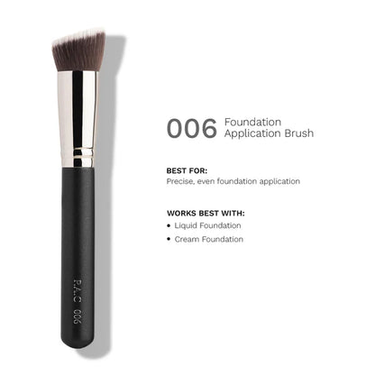 PAC Studio Foundation Application Brush 006 - Flat Angular Densely Packed Soft Bristles for Smooth Blending - 1 pc