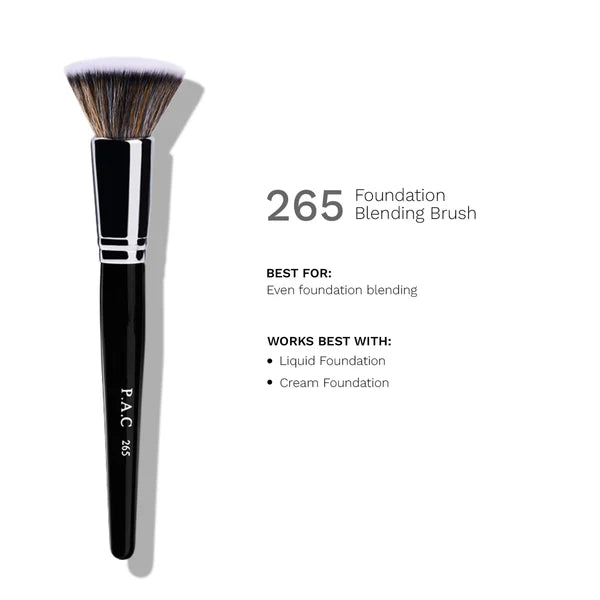 PAC Studio Foundation Blending Brush 265 - Flat Kabuki, Dense Soft Synthetic Bristles for Airbrush Finish - 1 pc