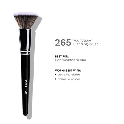 PAC Studio Foundation Blending Brush 265 - Flat Kabuki, Dense Soft Synthetic Bristles for Airbrush Finish - 1 pc
