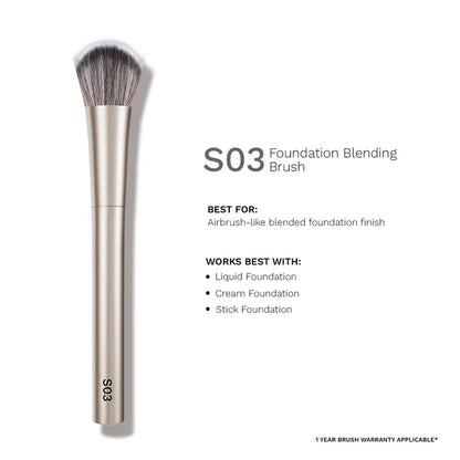 PAC Studio S03 Foundation Blending Brush - Creates Airbrush Finish, Designed for Post Application Blending - 1 pc