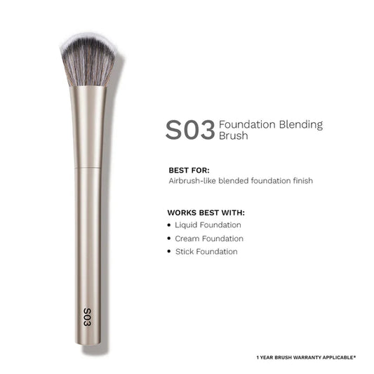 PAC Studio S03 Foundation Blending Brush - Creates Airbrush Finish, Designed for Post Application Blending - 1 pc