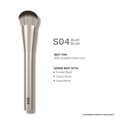 PAC Studio S04 Blush Brush - Fluffy Expertly Angled Blush Brush, Works Effortlessly with All Formulas - 1 pc