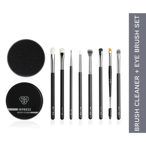 PAC Studio Eye Series Brush Set (8 Brushes) with Cleaner Combo - 2 pcs