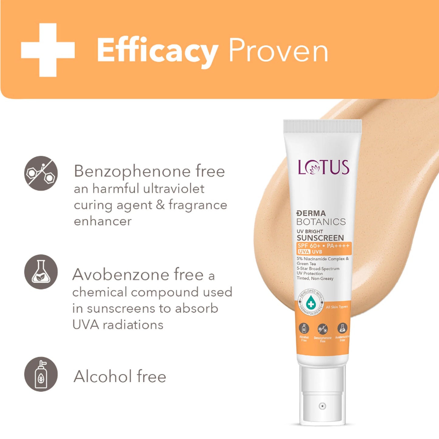 Lotus DermaBotanics 5% Niacinimide Complex + Green Tea UV Bright Sunscreen SPF 60 + PA++++ - 40g