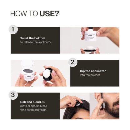 Bare Anatomy Cover-Up Hair Powder 100% Instant Grey Coverage Seamless Natural Finish - Black - 4 gm