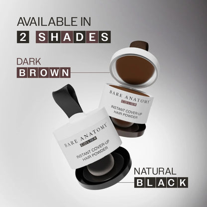 Bare Anatomy Cover-Up Hair Powder 100% Instant Grey Coverage Seamless Natural Finish - Black - 4 gm