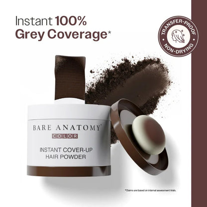 Bare Anatomy Cover-Up Hair Powder 100% Instant Grey Coverage Seamless Natural Finish - Brown - 4 gm