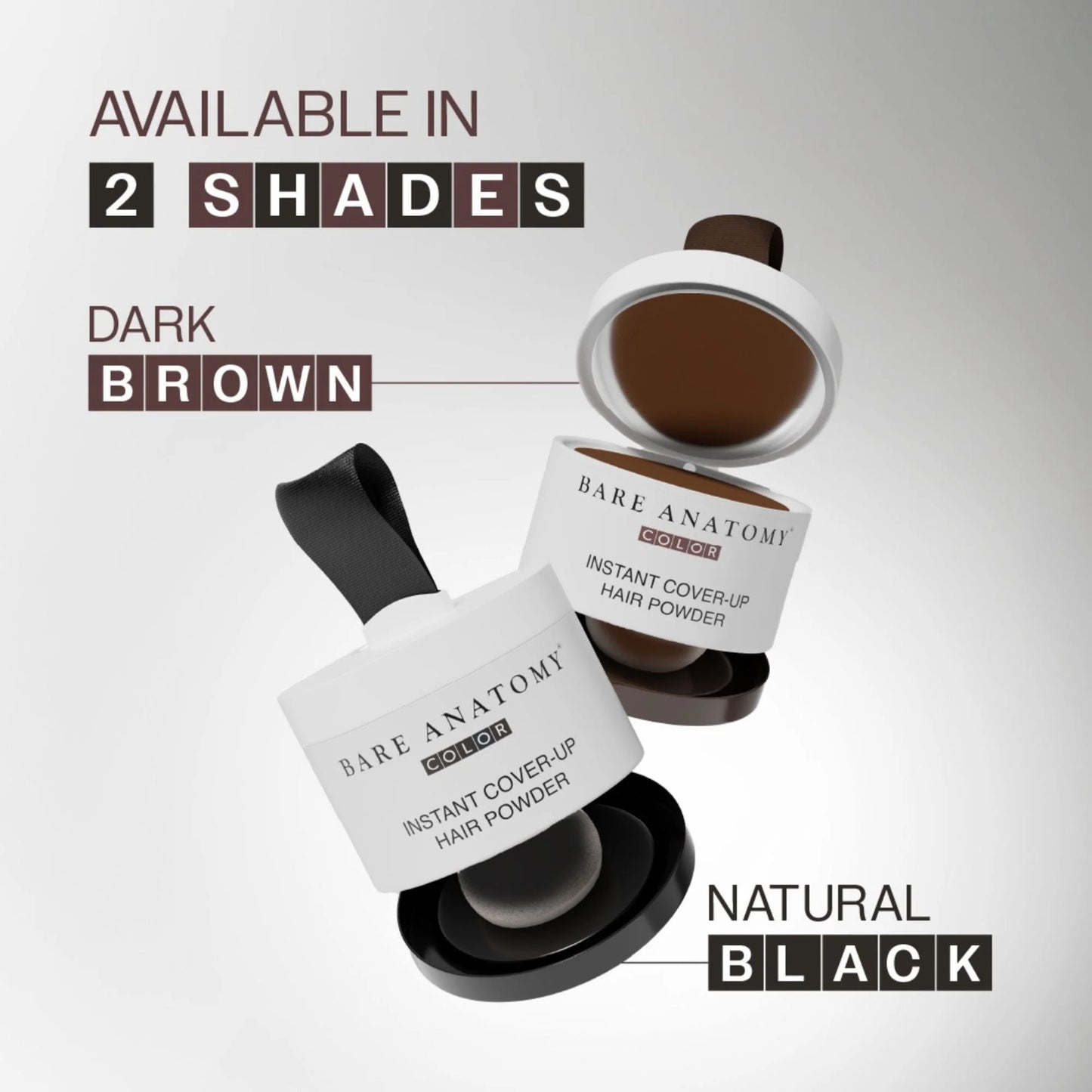 Bare Anatomy Cover-Up Hair Powder 100% Instant Grey Coverage Seamless Natural Finish - Brown - 4 gm