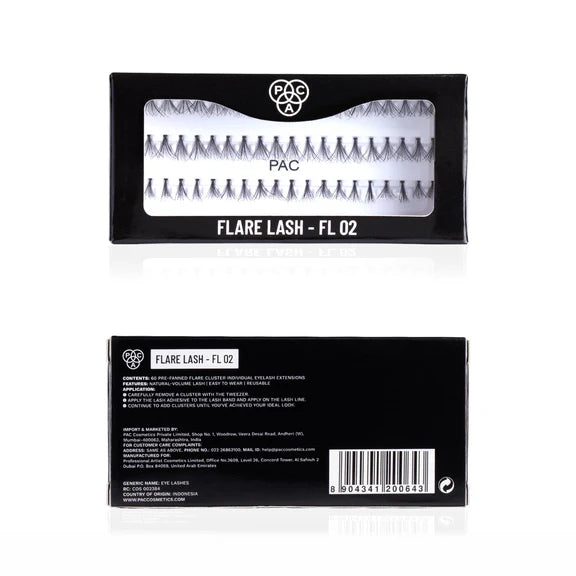 PAC Studio Flare Lash FL2 - Natural Cluster Lashes with Short, Long & Thick Strands for Versatile Looks - 1 pc