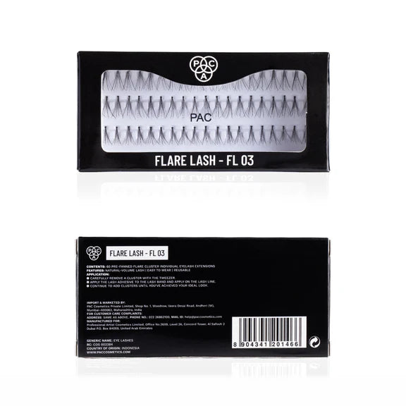 PAC Studio Flare Lash FL3 - Natural Cluster Lashes with Short, Long & Thick Strands for Versatile Looks - 1 pc