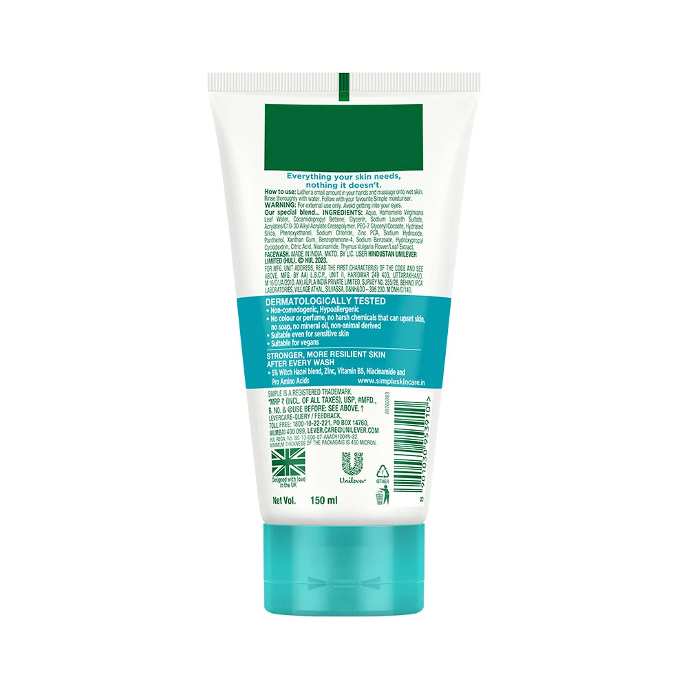 Simple Daily Skin Detox Purifying Facial Wash, 150ml