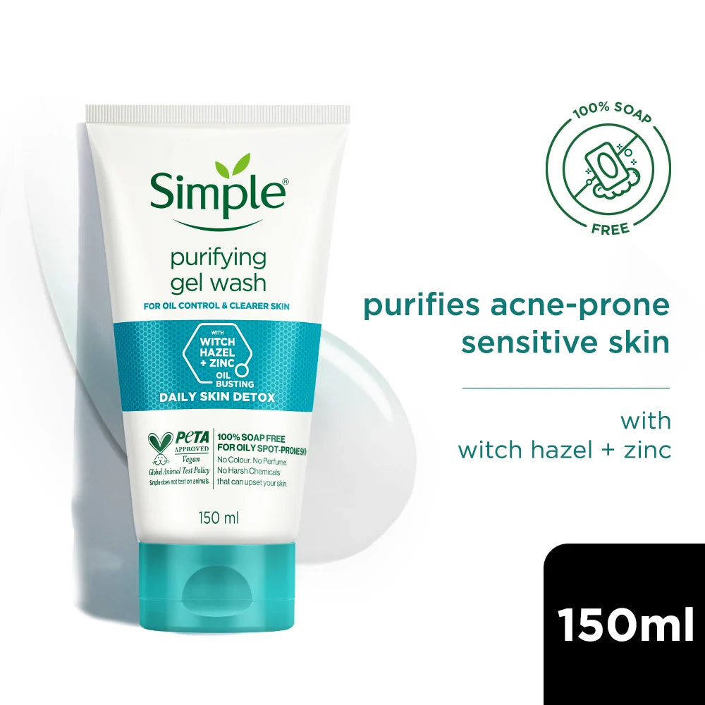 Simple Daily Skin Detox Purifying Facial Wash, 150ml