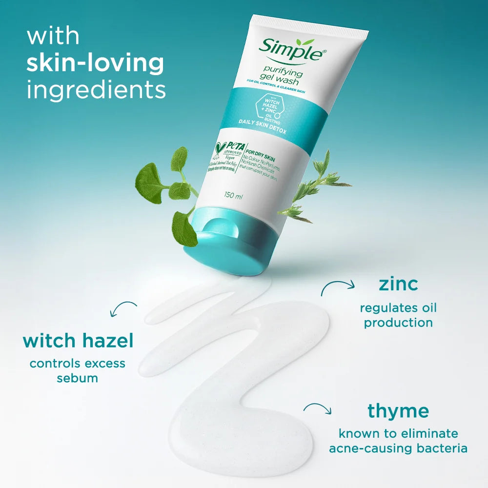 Simple Daily Skin Detox Purifying Facial Wash, 150ml