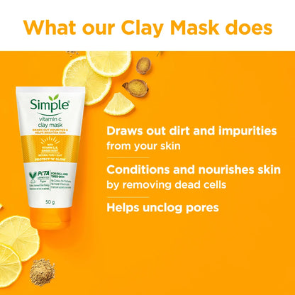 Simple Protect N Glow Vitamin C Brighten Clay Mask, 50g