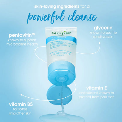 Simple Water Boost Hydrating Gel Wash, 150ml