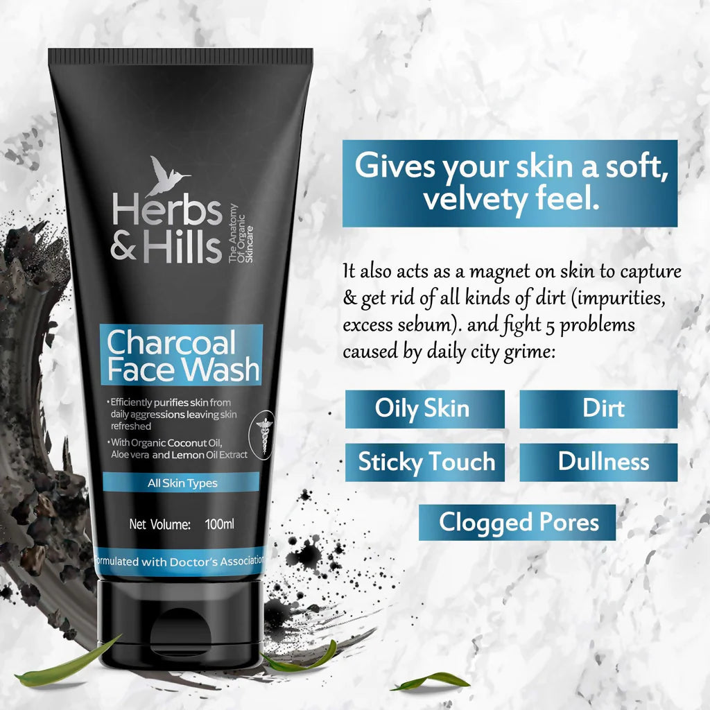 Herbs & Hills Charcoal Facewash & Moisturiser - combo
