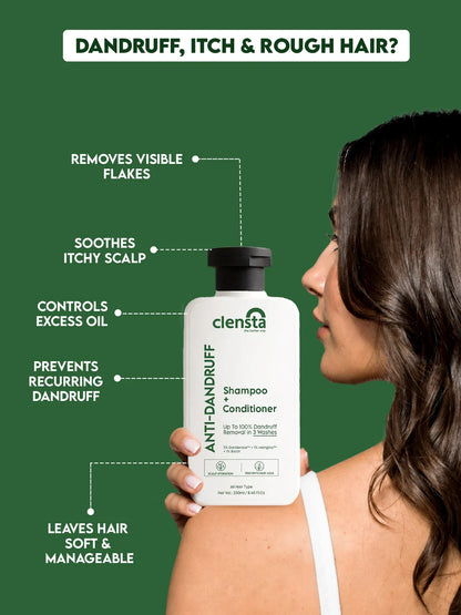 Clensta Anti-Dandruff Shampoo + Conditioner | Flake & Itch Control Hair Care