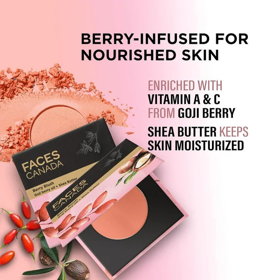 Faces Canada Berry Blush Powder With Goji Berry Oil & Shea Butter - 4 gm