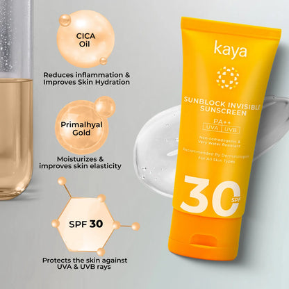 Kaya Sunblock Invisible Sunscreen With SPF 30 - 50 ml