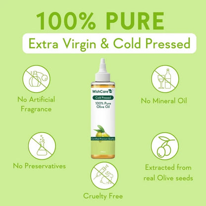 WishCare100% Pure Premium Cold Pressed Olive Oil For Hair & Skin - 200 ml