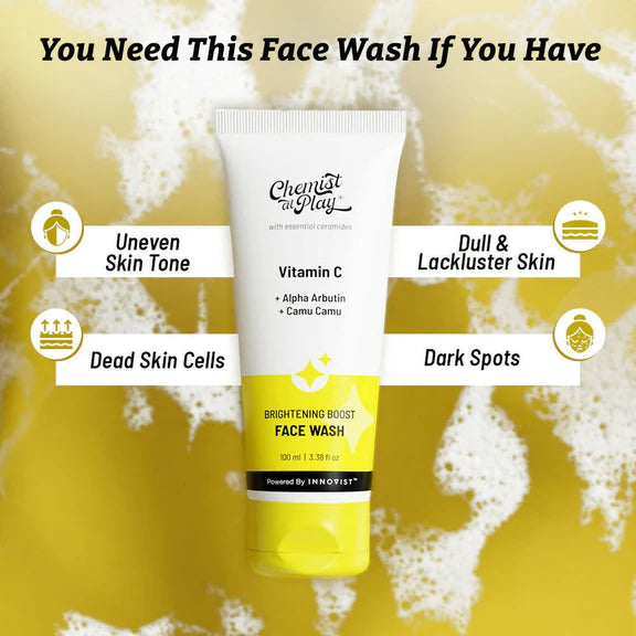 Chemist At Play Exfoliating Body Scrub + Brightening Boost Vitamin C Face Wash Combo - combo