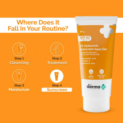 The Derma Co 1% Hyaluronic Sunscreen Aqua Gel with SPF 50