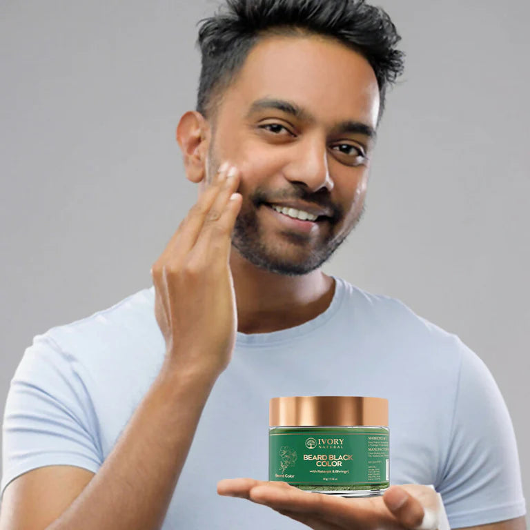 Ivory Natural Beard Black Color Organic - Instant Natural Plant Based Beard Color Powder - 30 gm