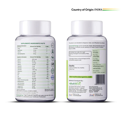 Health Veda Organics Advance Hair Vitamin with DHT Blocker & Biotin Capsules - 60 caps