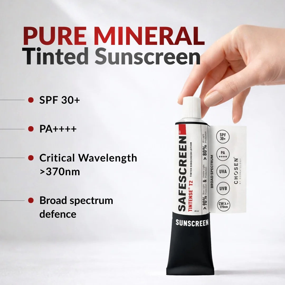 Chosen Tintense Buff Shade Tinted Mineral Sunscreen SPF 50+ Pa++++ 8-Hour Water Resistance, No White Cast - 40 ml