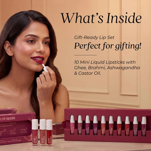 Herb‑Enriched Matte Liquid Lipstick Set of 10