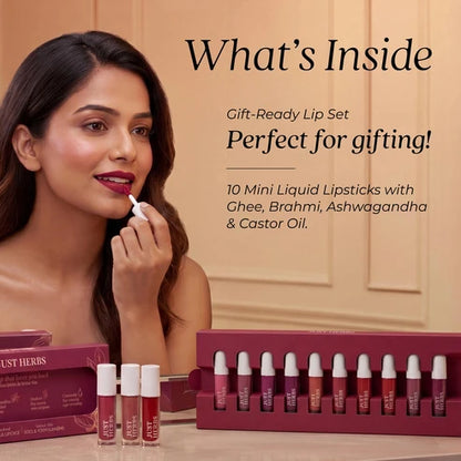Herb‑Enriched Matte Liquid Lipstick Set of 10