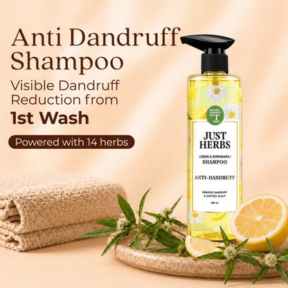 Anti Dandruff Shampoo 480ml | Lemon, Bhringraj & 12 Herbs
