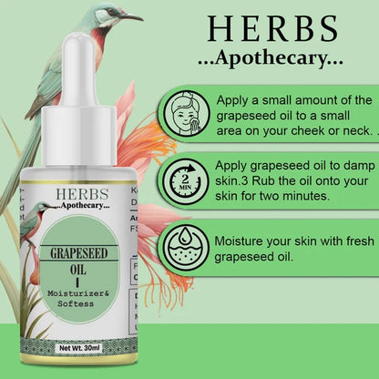 Zenvista Herbs Apothecary Grape Seed Oil For Moisturizer & Softens - 30 ml
