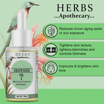 Zenvista Herbs Apothecary Grape Seed Oil For Moisturizer & Softens - 30 ml